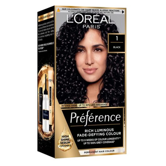L'Oreal Paris Preference 1.0 Black, Rich Luminous Fade-Defying Permanent Colour