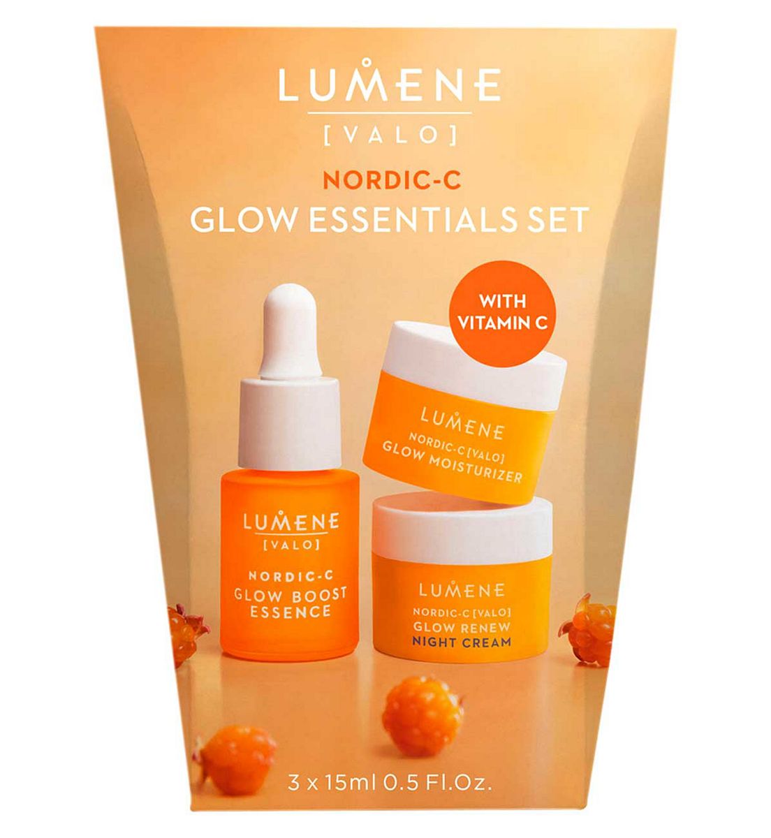 Lumene Nordic-C Feel Good Glow Set, Gift Set With Radiance Boosting Face Cream & Serum