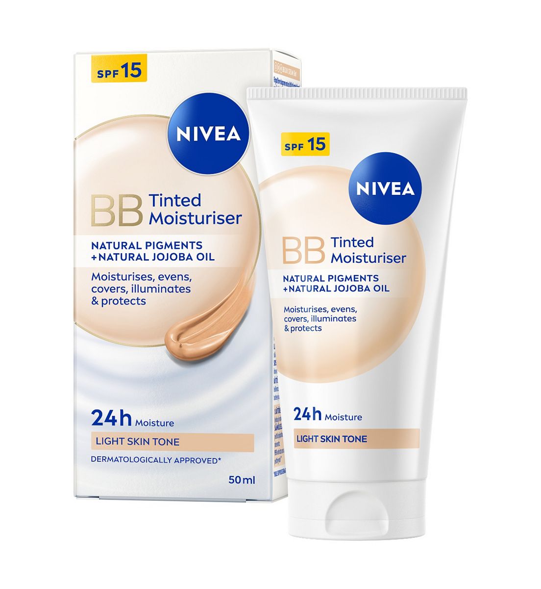 Nivea 24H Moisture Tinted Day Cream With Vitamin E Light Skin Tone Spf15 50ml