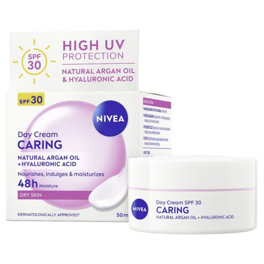 Nivea Caring Day Face Cream With Natural Argan Oil + Hyaluronic Acid Spf30 50ml