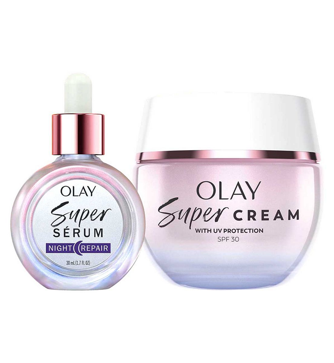 Olay Super Cream Face Moisturiser & Serum Night 30Ml Bundle